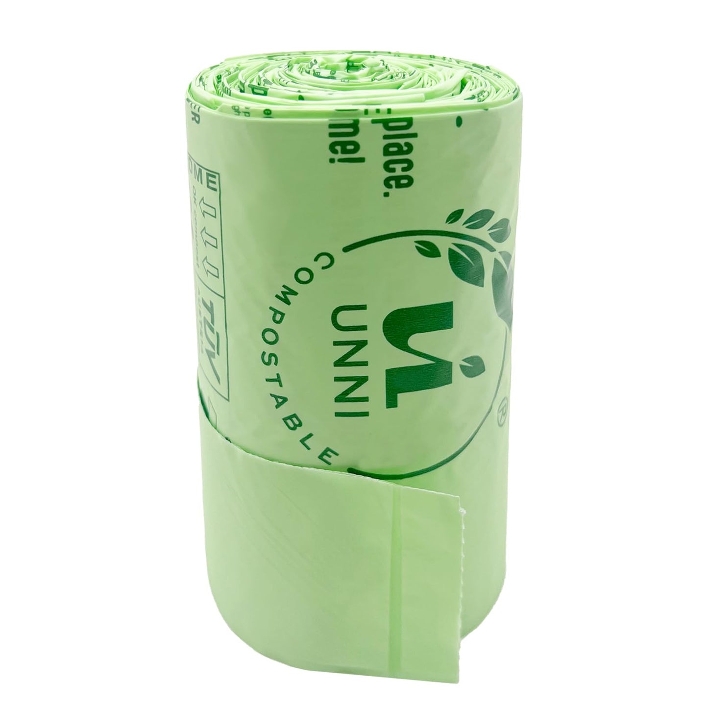 UNNI Compostable Bags with Handles, 2.6 Gallon, 9.84 Liter, 100 Count, 0.68 Mil, Samll Kitchen Food Scrap Waste Bags, T-Shirt Bags, ASTM D6400, US BPI, CMA & OK Compost Home Certified, San Francisco