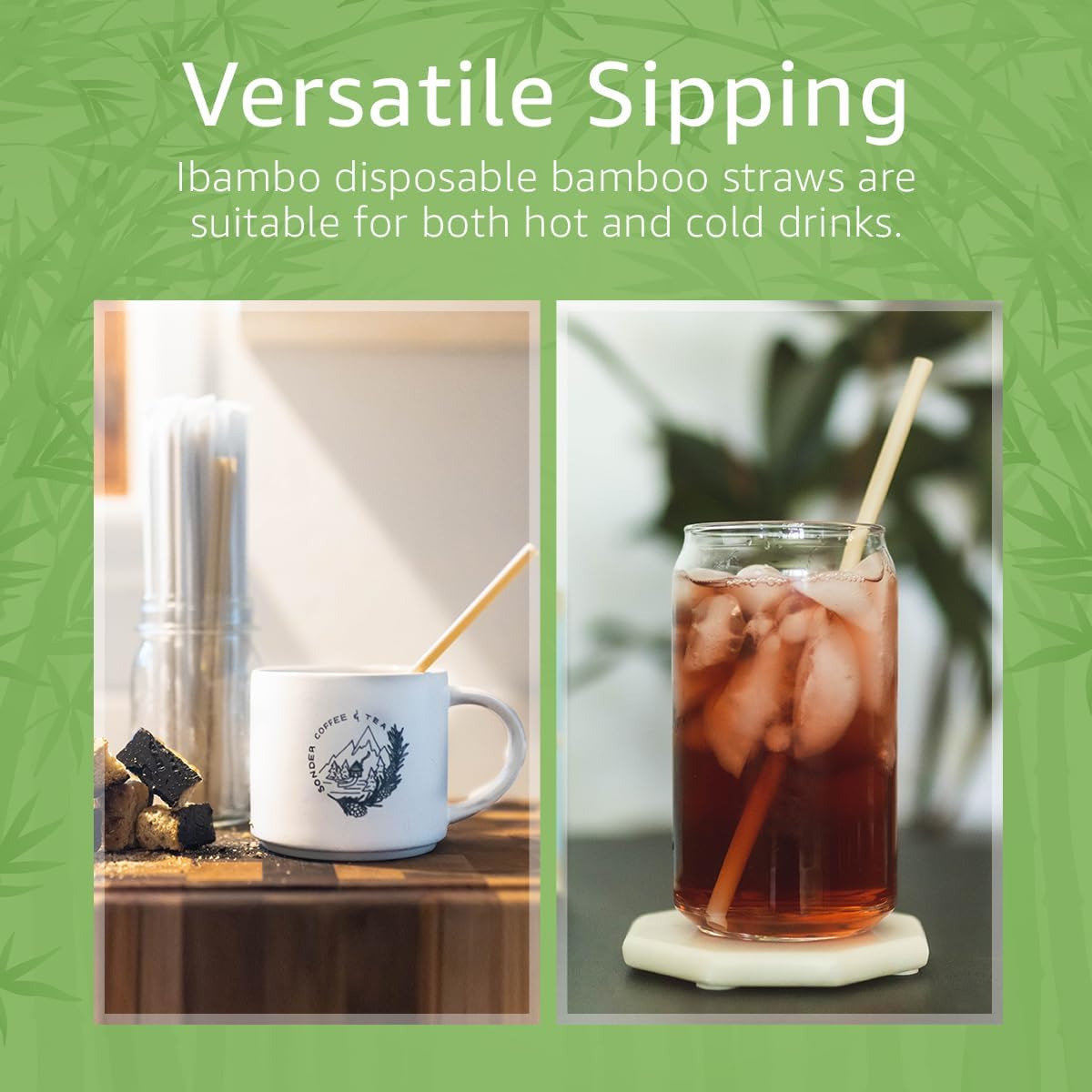 4000 Pack Disposable Bamboo Powder Straws - 7.88" Compostable Single Wrapped Drinking Straws | Durable Disposable Straws for Hot & Cold Drinks | Biodegradable Straws for Commercial or Home Use