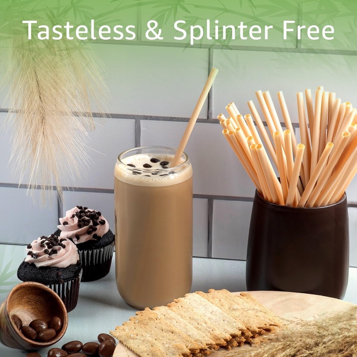 4000 Pack Disposable Bamboo Powder Straws - 7.88" Compostable Single Wrapped Drinking Straws | Durable Disposable Straws for Hot & Cold Drinks | Biodegradable Straws for Commercial or Home Use