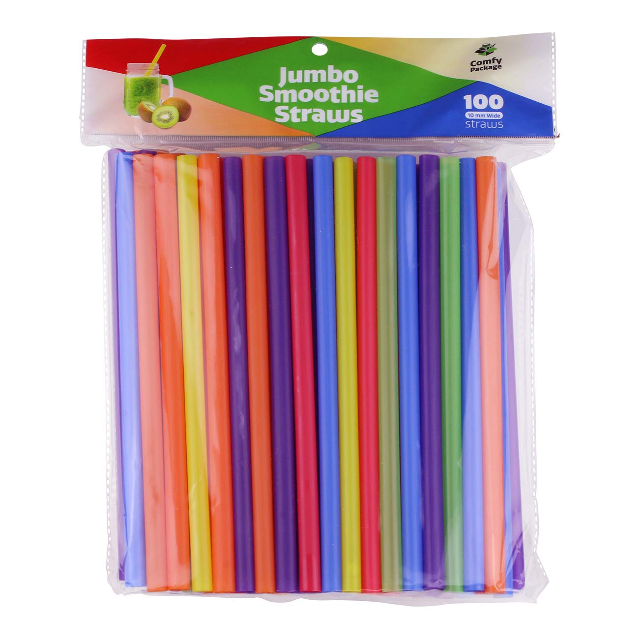 Comfy Package [Case of 6,000] 10.02" High Long Flexible Straws, Disposable Plastic Drinking Straws - Assorted Colors