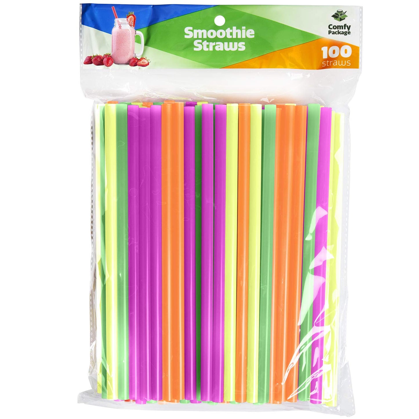 Comfy Package [Case of 6,000] 10.02" High Long Flexible Straws, Disposable Plastic Drinking Straws - Assorted Colors