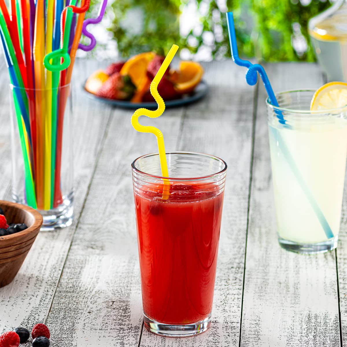 Comfy Package [Case of 6,000] 10.02" High Long Flexible Straws, Disposable Plastic Drinking Straws - Assorted Colors