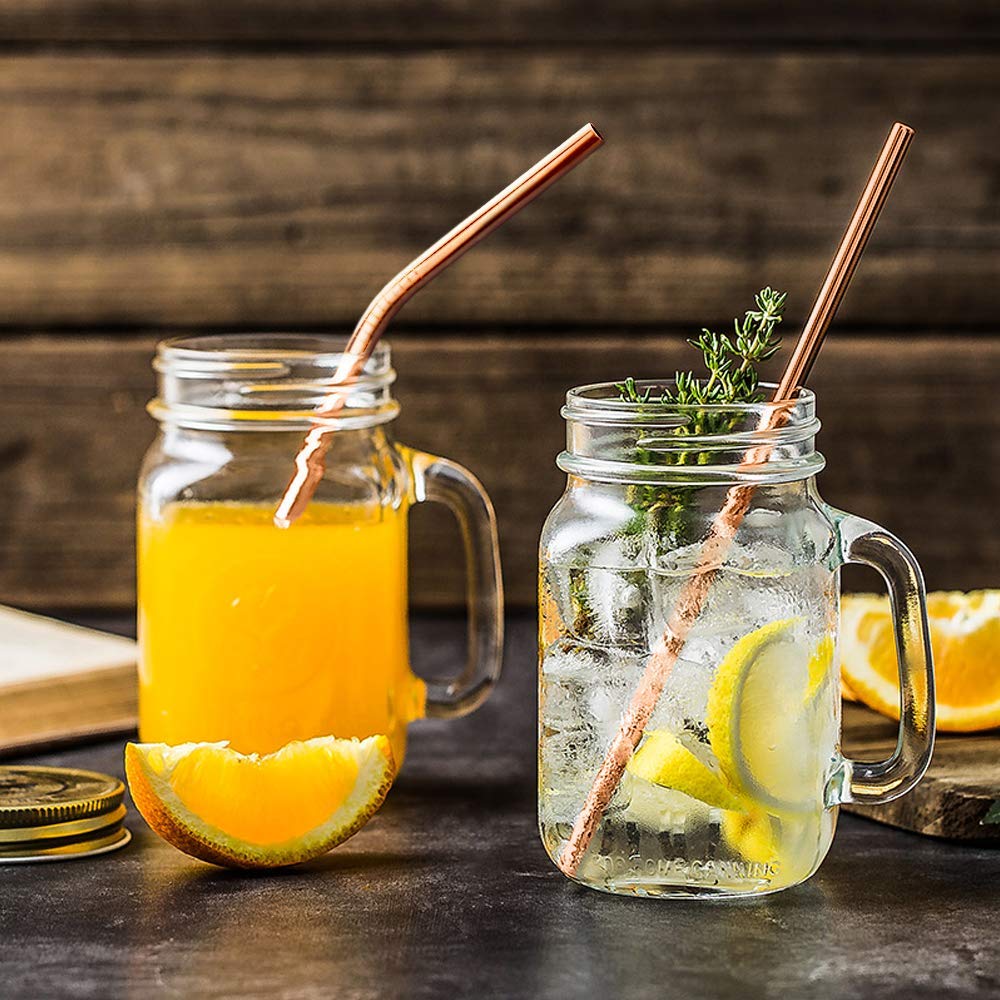 Hiware 12-Pack Reusable Stainless Steel Metal Straws with Case - Long Drinking Straws for 30 oz and 20 oz Tumblers Yeti Dishwasher Safe - 2 Cleaning Brushes Included