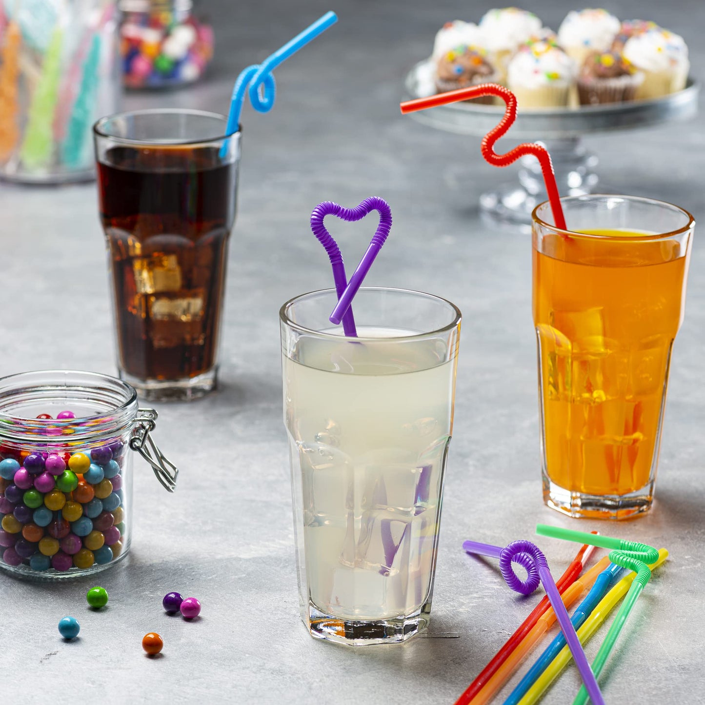 Comfy Package [Case of 6,000] 10.02" High Long Flexible Straws, Disposable Plastic Drinking Straws - Assorted Colors