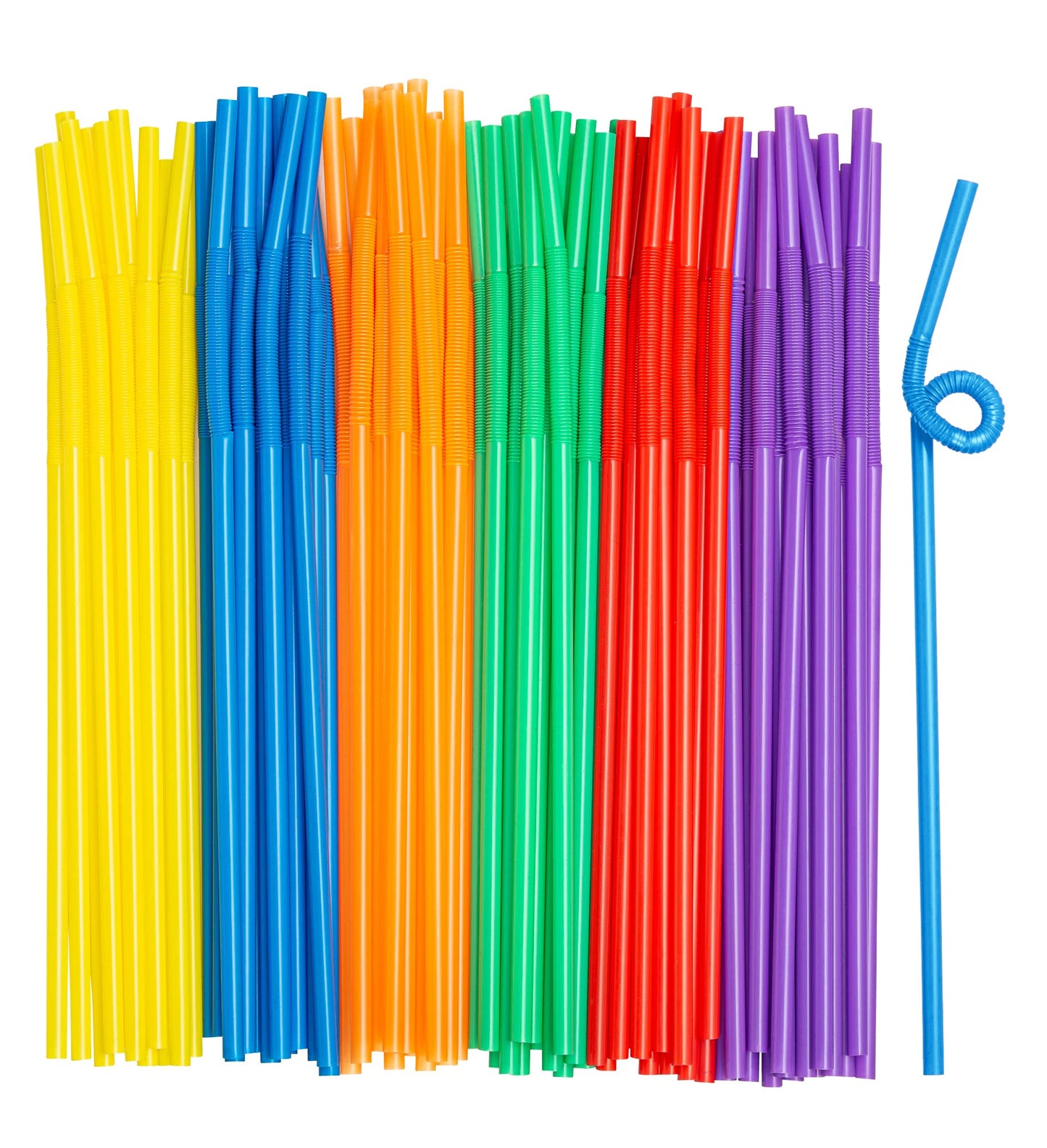 Comfy Package [Case of 6,000] 10.02" High Long Flexible Straws, Disposable Plastic Drinking Straws - Assorted Colors